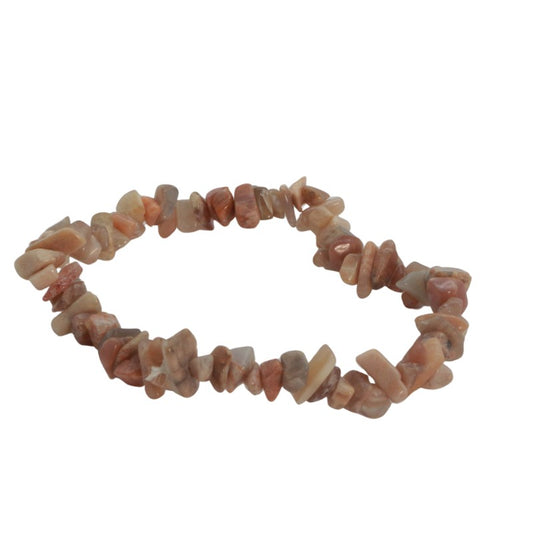 Moonstone chip bracelet on white background