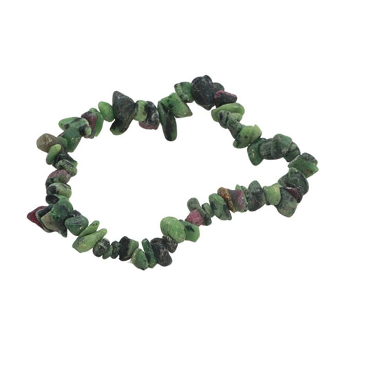 Green stone chip bracelet on a white background