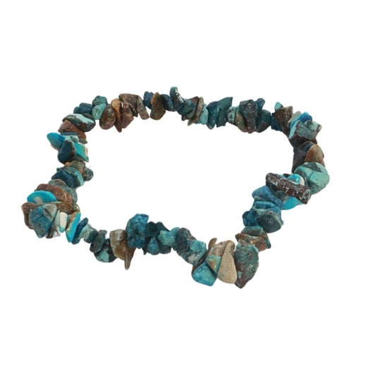 Turquoise chip bracelet on white background
