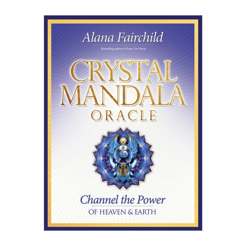 Book cover of 'Crystal Mandala Oracle' by Alana Fairchild with a blue mandala design on a white background.