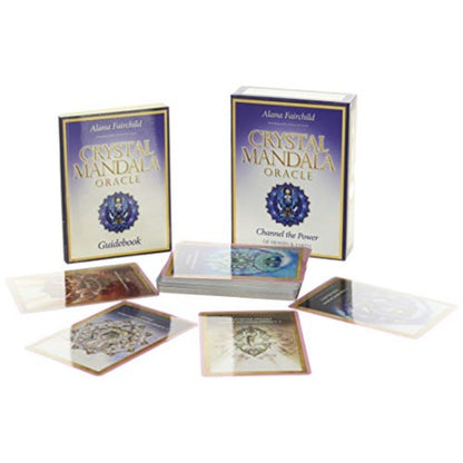 Crystal Mandala Oracle cards and guidebook on a white background