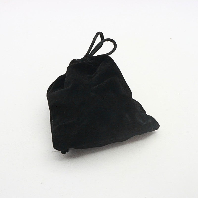 Black drawstring bag on a white background