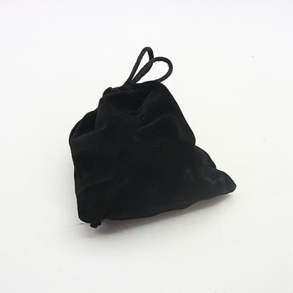 Black drawstring bag on a white background