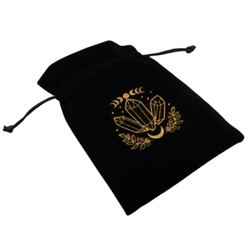 Black and gold Velvet Tarot Bag for Tarot and Oracle Cards 13cm x 18cm