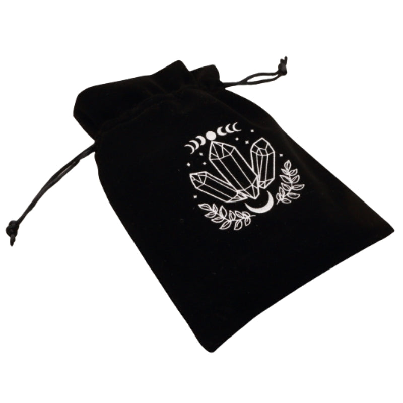 Black and white Velvet Tarot Bag for Tarot and Oracle Cards 13cm x 18cm