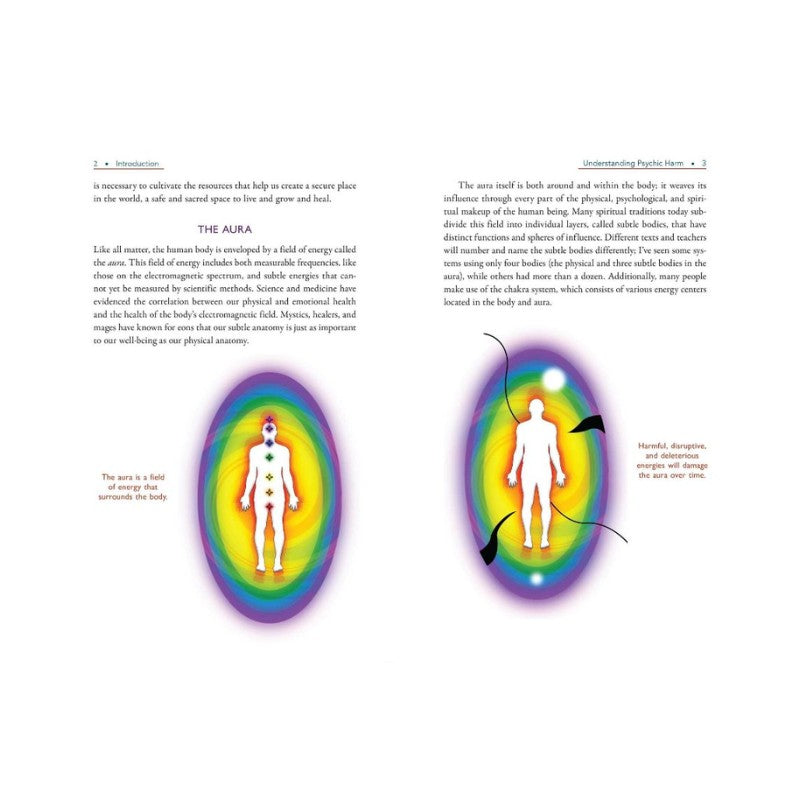 Illustration of an aura with a person's body outline on a white background