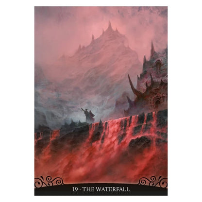 Dante's inferno oracle card showing a red waterfall