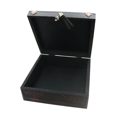 wooden storage box open