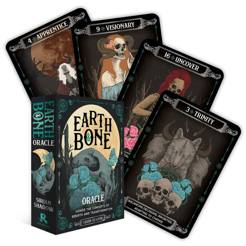 Earth and bone oracle deck showing 4 of the cards from the pack