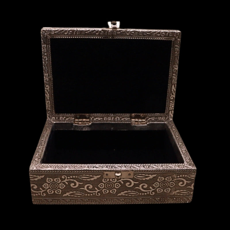 Embossed Metal Tarot Box open