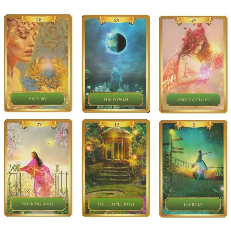 6 energy oracle cards laid out in 2 rows of 3 cards