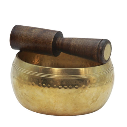 flat bottomed singing bowl with wooden striker