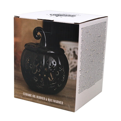 product packaging box showing a black pumpkin on white background