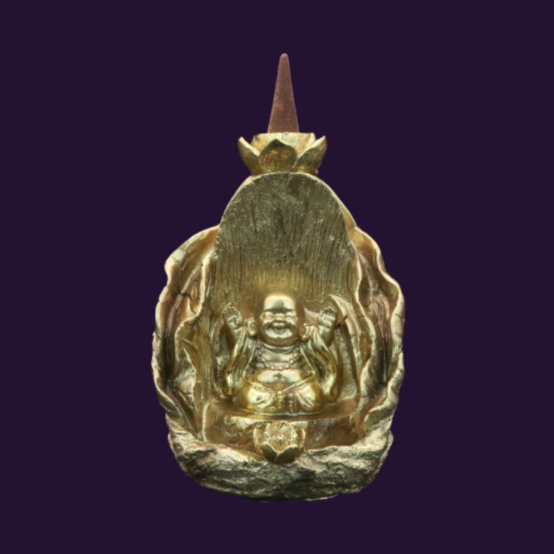 gold buddha backflow incense cone burner
