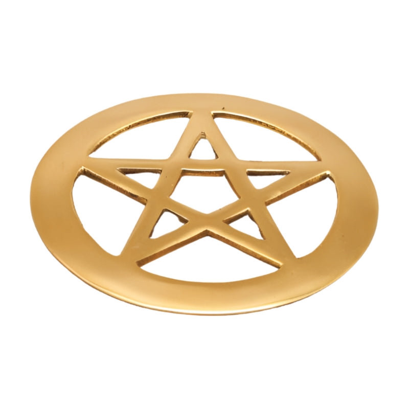 brass altar tile - star within a circle- pentacle