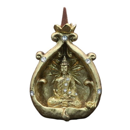 gold buddha backflow incense cone burner