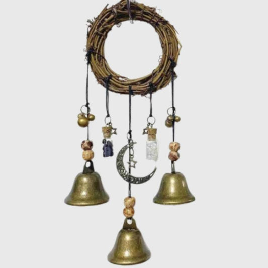 Gold Witches Bells With Crystal Chips- Magical Wind Chimes/ Protective Ward