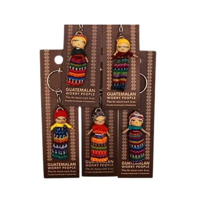 5 x guatemalan worry doll key rings