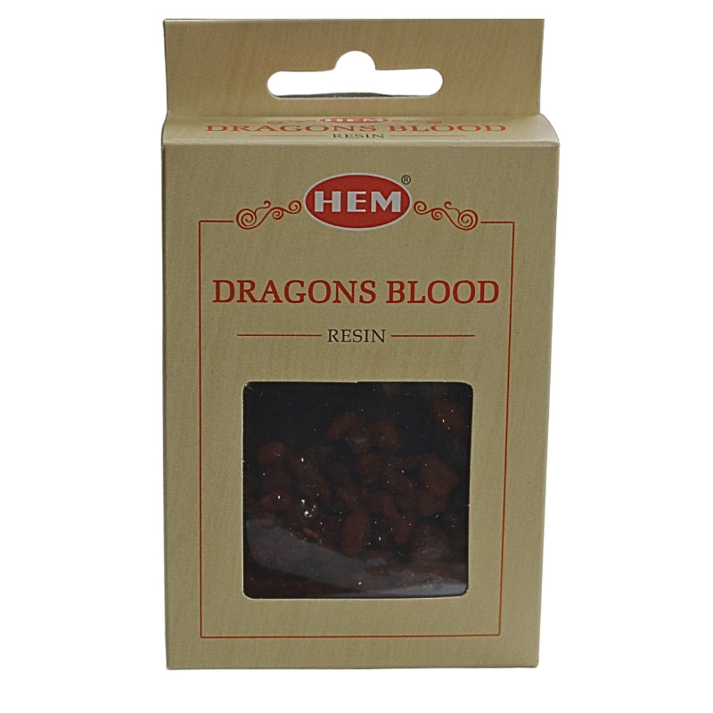 beige box of HEM dragon's blood resin on white background