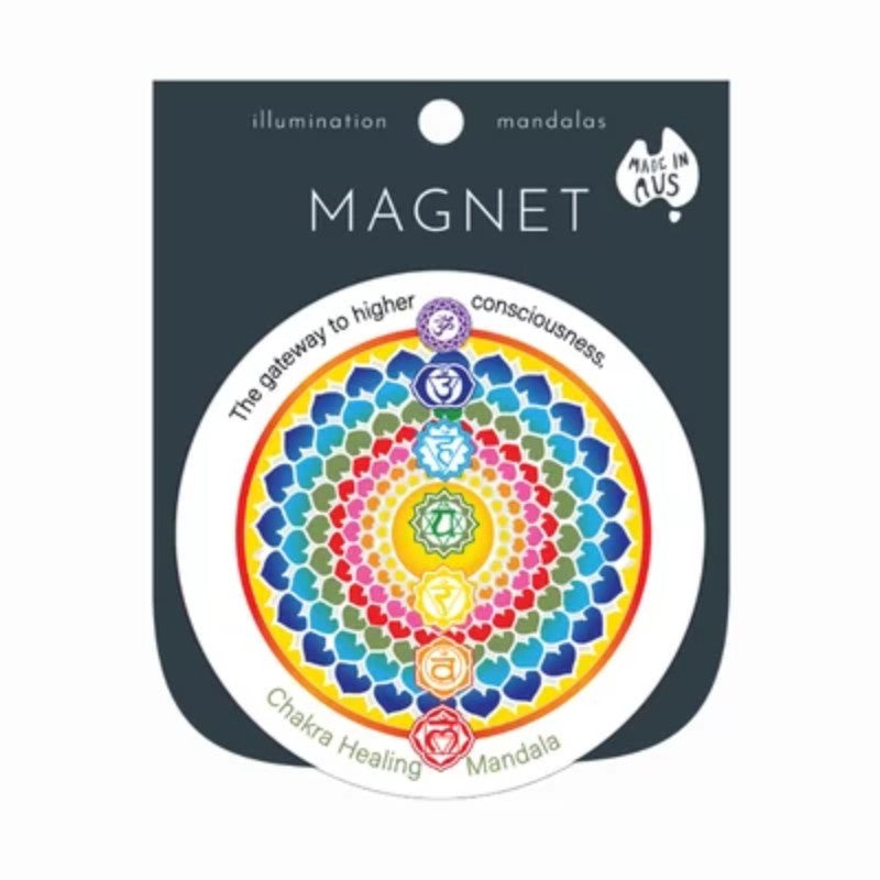 refrigerator magnet with a chakra mandala on front