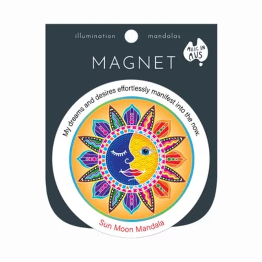 colourful refrigerator magnet with a picture of a sun and moon