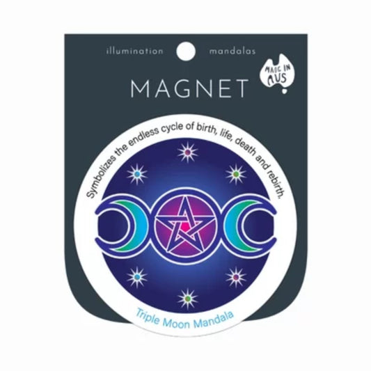 colourful refrigerator magnet with a picture of a triple moon symbol