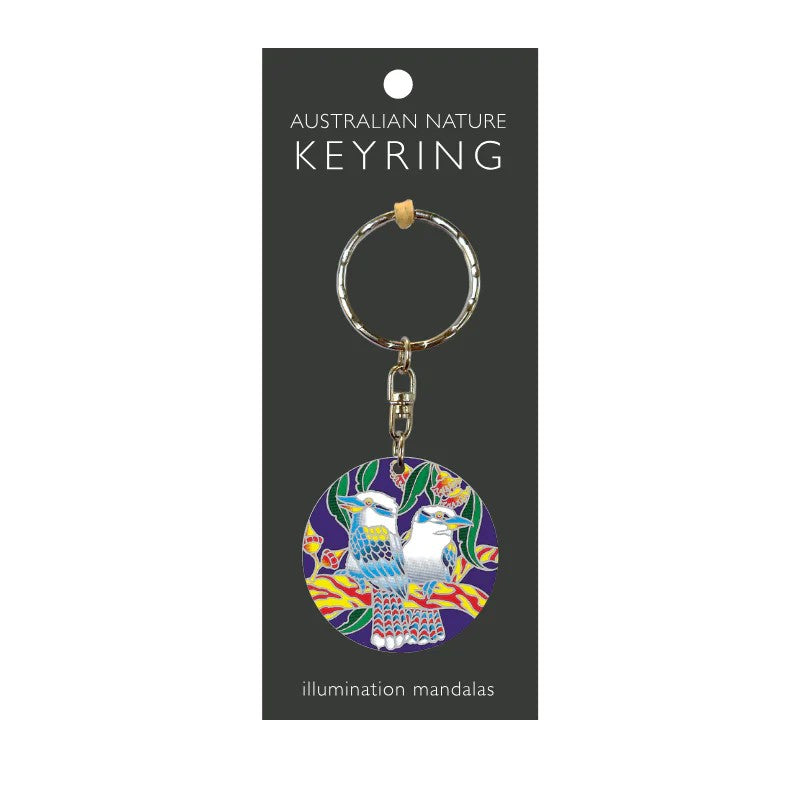 Keyring with a colorful design on a black card labeled 'Australian Nature Keyring'.
