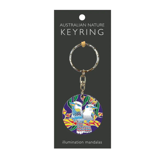 Keyring with a colorful design on a black card labeled 'Australian Nature Keyring'.