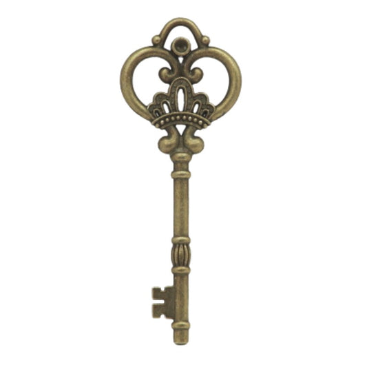 Vintage Skeleton Key Pendant For Wicca, Divination & Spells- Gold