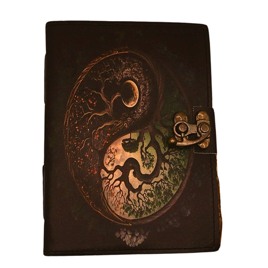 Antique Paper Leather Journal With Yin Yang Tree 17x12cm