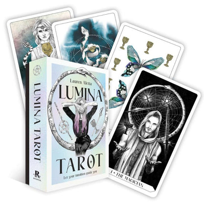 Lumina Tarot deck and 4 cards from the deck