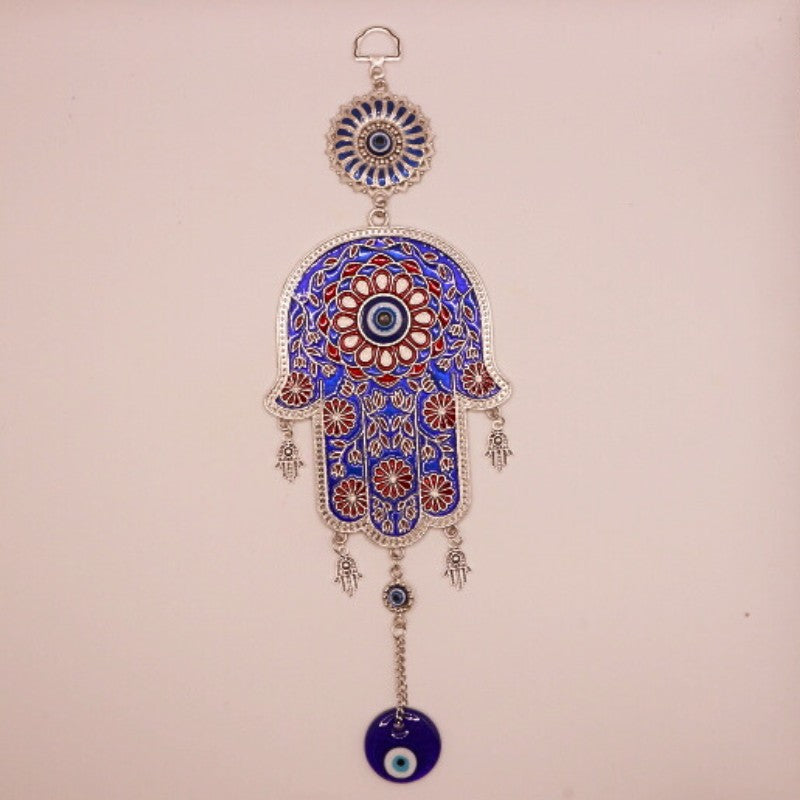 hamsa hand metal hanging decoration  with evil eye beads