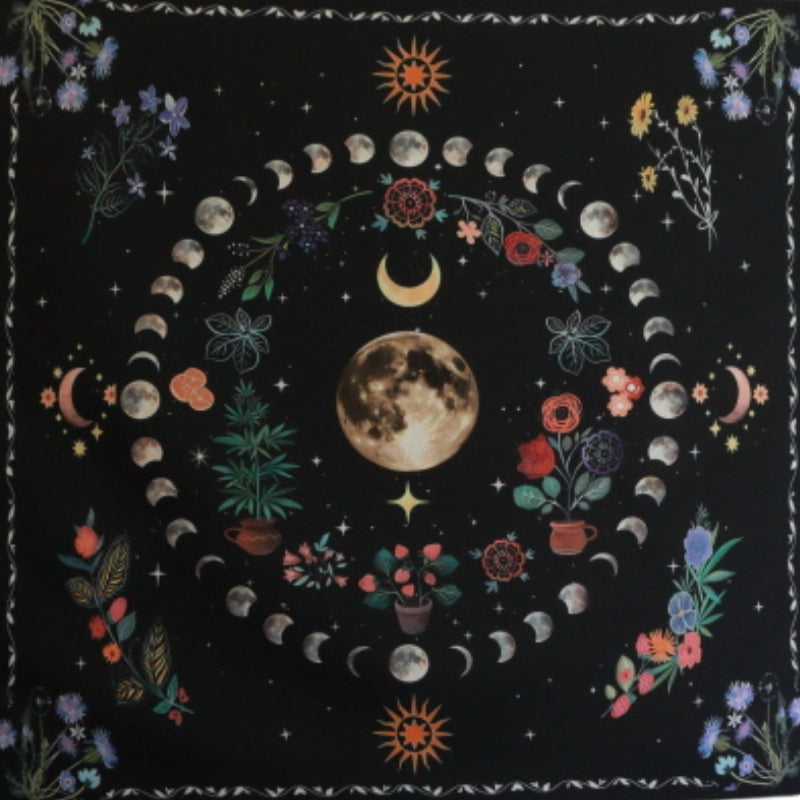 Floral Moon Phase Tarot Cloth