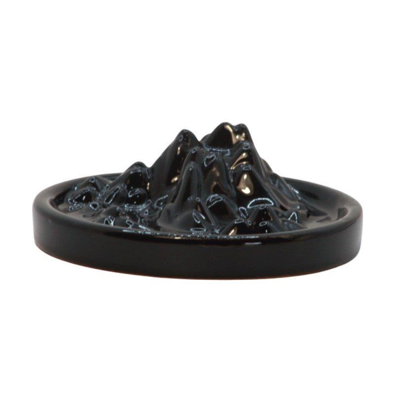 black ceramic mountain incense burner