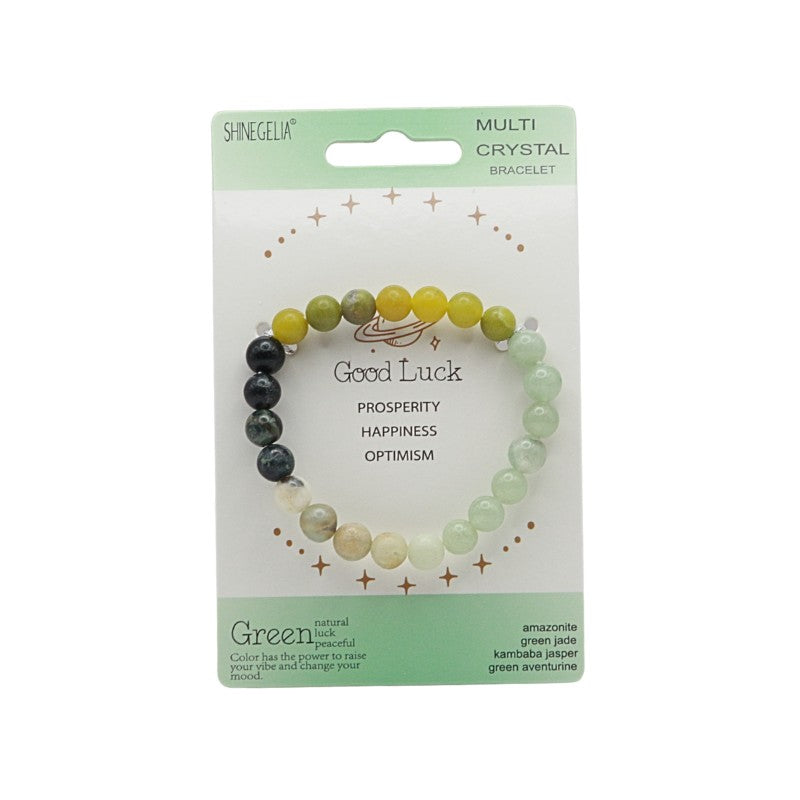 Multicolored crystal bracelet on a card