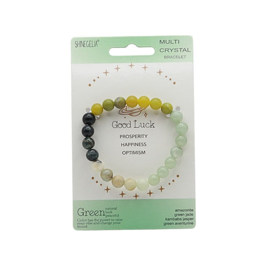 Multicolored crystal bracelet on a card