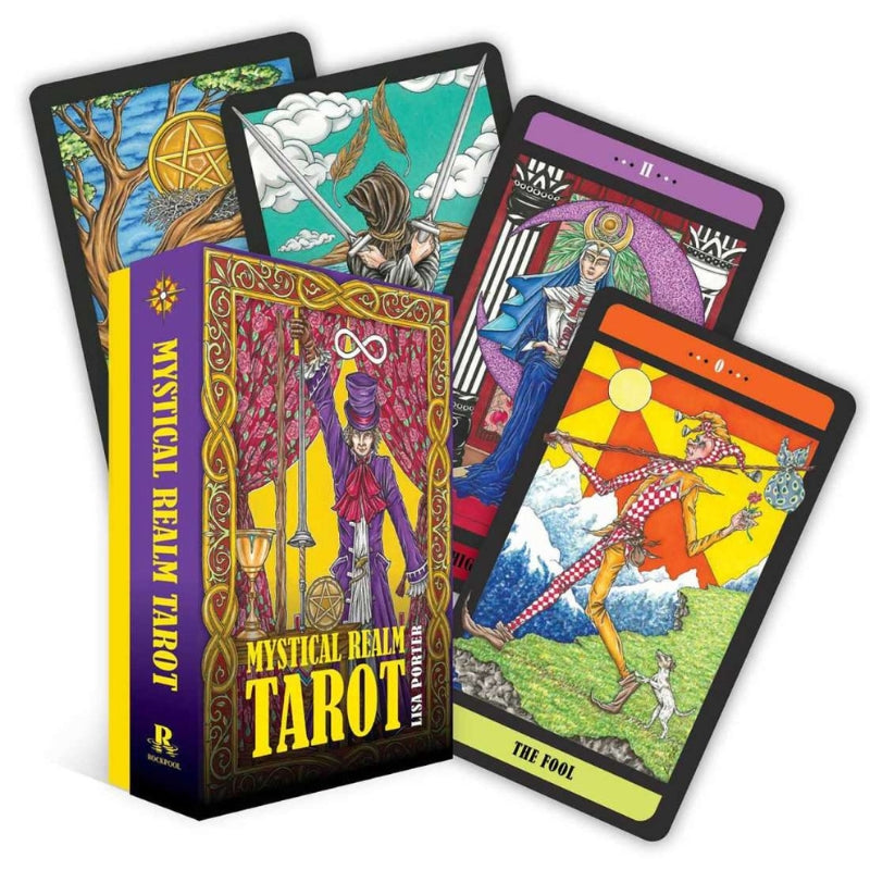mystical realm tarot cards, box with 4 cards