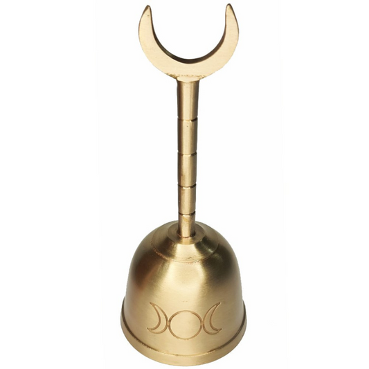 Brass Horned Triple Moon Goddess Altar Bell