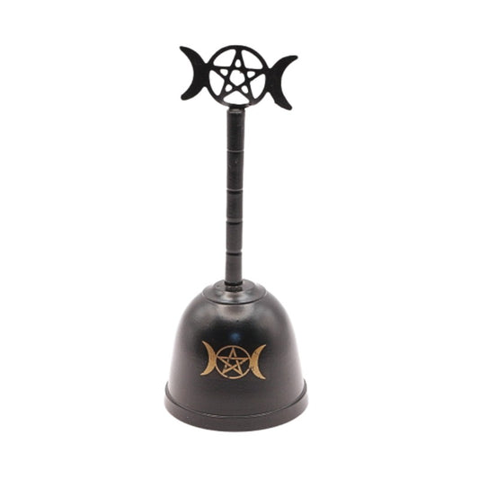 Black Triple Moon Pentacle Altar Bell/ Hand Bell