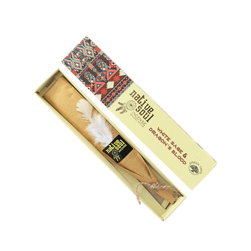 Native Soul incense including a feather and incense packaging on a white background