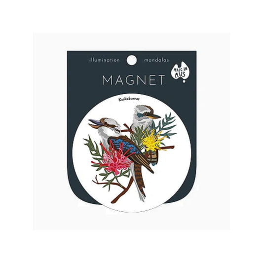 Packaged magnet with birds and flowers on a white background