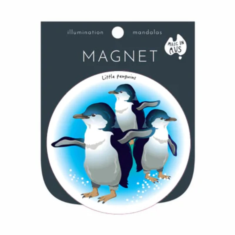 refrigerator magnet with a picture of penguins