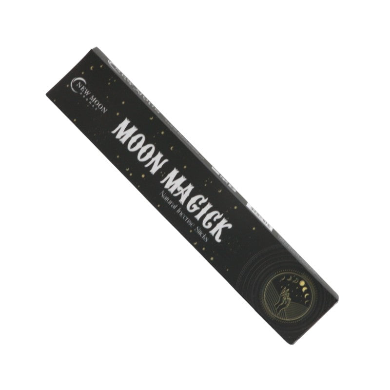 Rectangular box of “New Moon” incense on a white background