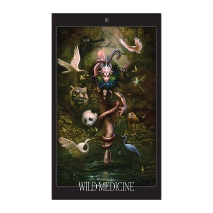 oracle  card titled 'Wild Medicine' with a fantasy character and animals in a mystical setting.