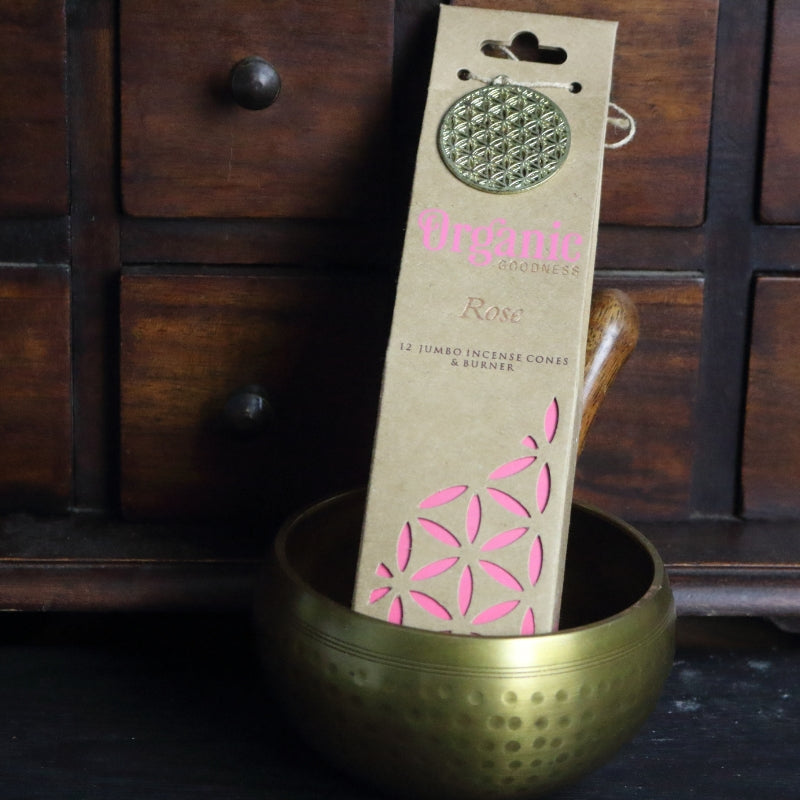 Organic Goodness Incense Cones Rose with Ceramic Holder