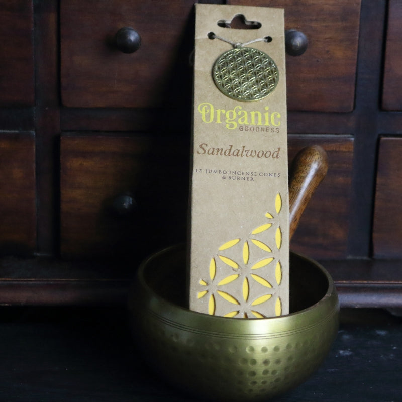 Organic Goodness Incense Cones Sandalwood with Ceramic Holder