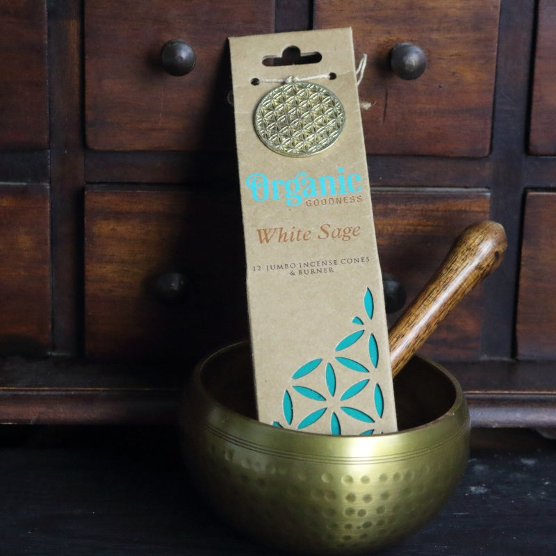 Organic Goodness  Incense Cones White Sage with Ceramic Holder