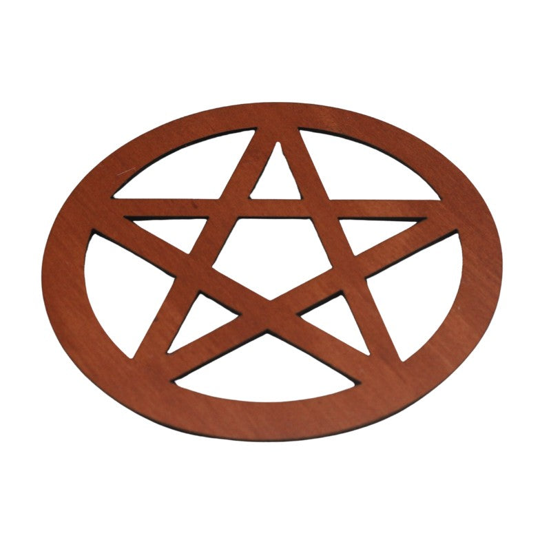 Wooden pentacle symbol on a white background