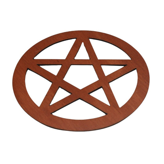 Wooden pentacle symbol on a white background