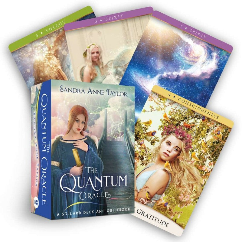 Quantum Oracle- box next to 4 cards from the deck